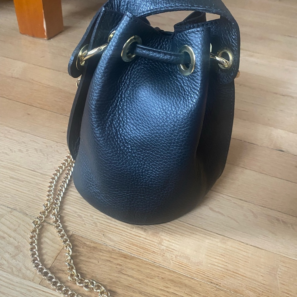 Divina Firenze Made in Italy Black Leather Bucket Bag - Picture 8 of 8